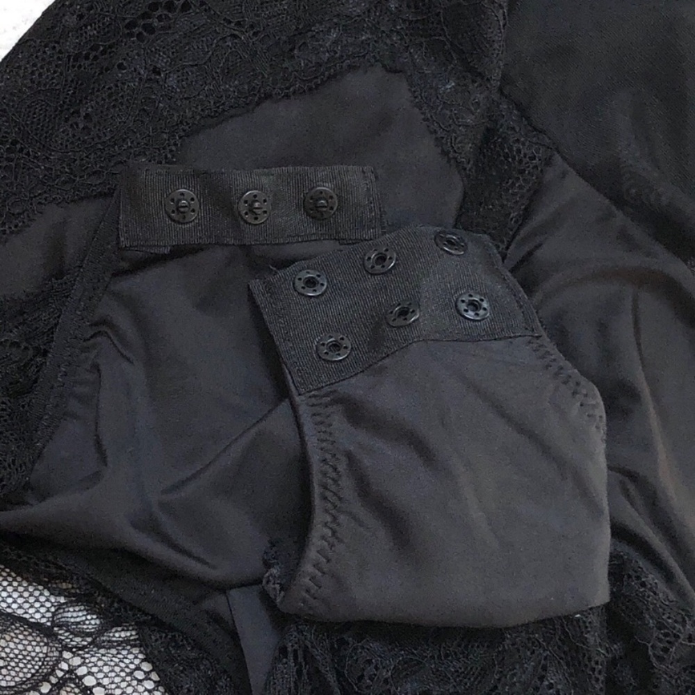💓LAST ONE💓 Sam Edelman Black Mesh Cap Sleeve Bodysuit (S) - Picture 6 of 9